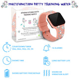 Potty Training Timer Watch with Flashing Lights and Music Tones - Water Resistant, Rechargeable, Unicorn Pattern Pink Band - Athena Futures Inc.
