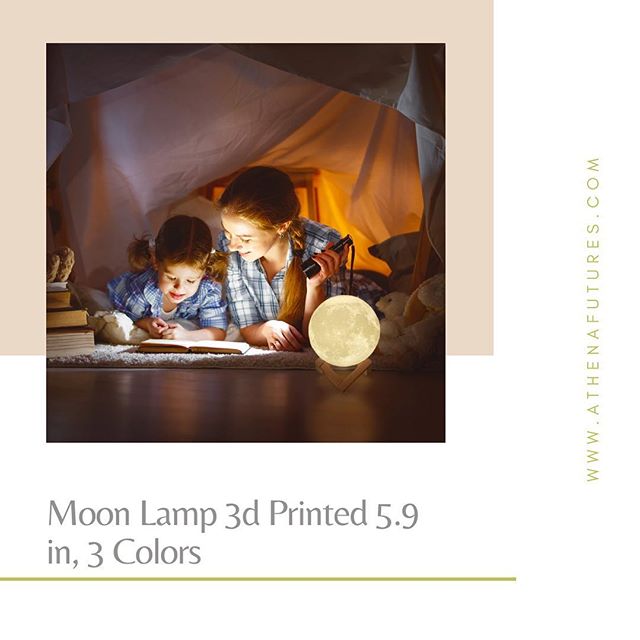 Moon Lamp 3d Printed 5.9 in, 3 Colors