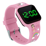 Potty Training Count Down Timer Watch with Lights and Music - Rechargeable, Princess Pink Band Engaging Pattern - Athena Futures Inc.