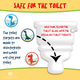 ATHENA FUTURES Dinosaur Potty Training Toilet Targets - 2" Water Soluble, Flushable Urinal Paper Cards for Toddlers, Boys - Kids Trainer Kit with Lift Lid Sticker and Peeing Chart - 80 Targets - Athena Futures Inc.