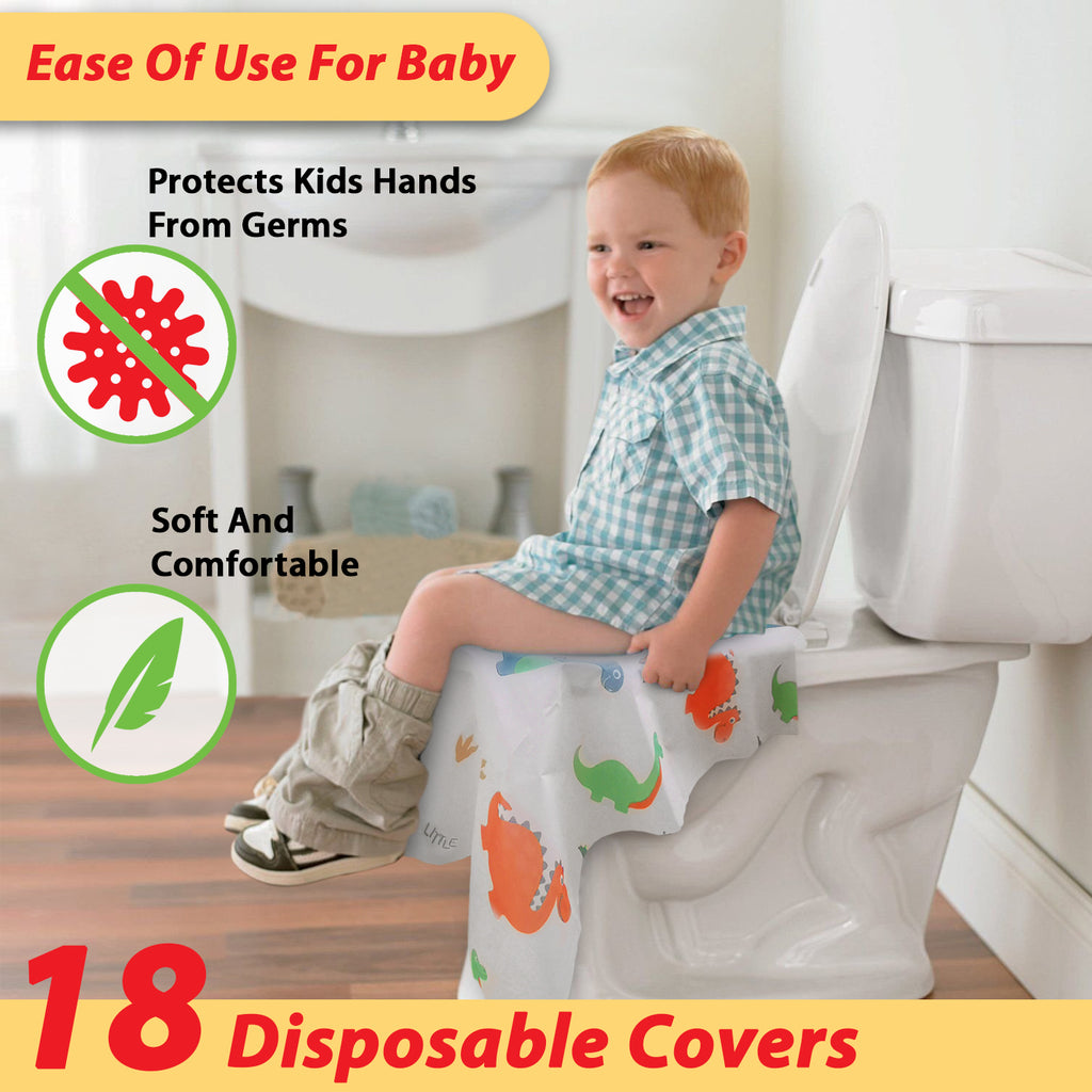 Disposable Toilet Seat Covers for Toddlers - Individually Wrapped Dinosaur Potty Training Liners for Kids - Athena Futures Inc.