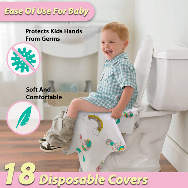 Disposable Toilet Seat Covers for Toddlers - Individually Wrapped Unicorn Potty Training Liners for Kids - Athena Futures Inc.