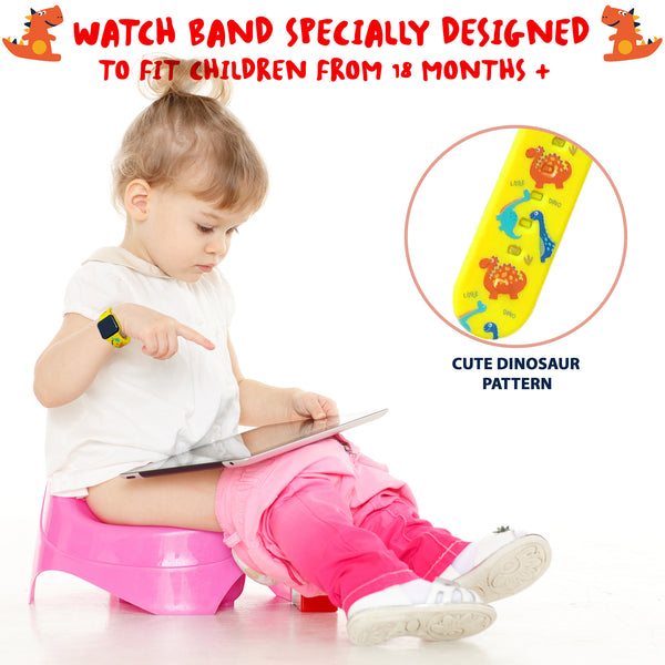 Potty Training Timer Watch Yellow Dinosaur with Flashing Lights and Music Tones - Athena Futures Inc.